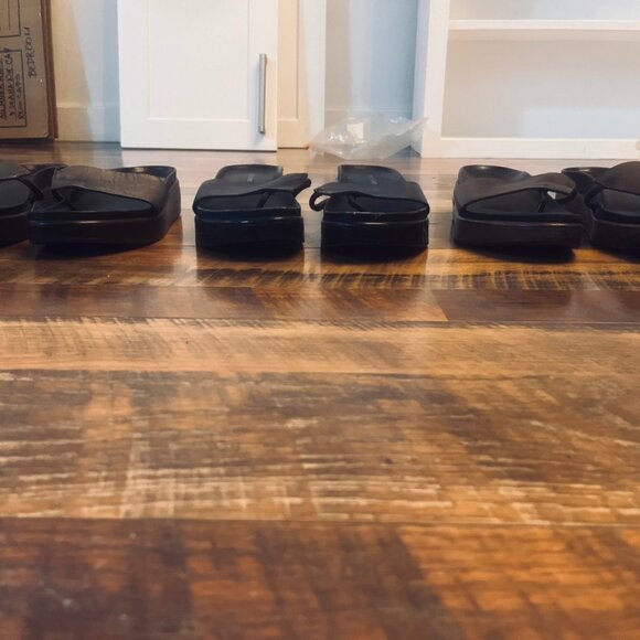 Donald Pliner Fiji Slide Wedge Sandals Women 7.5 Thong Platform - BLACK - Picture 9 of 9